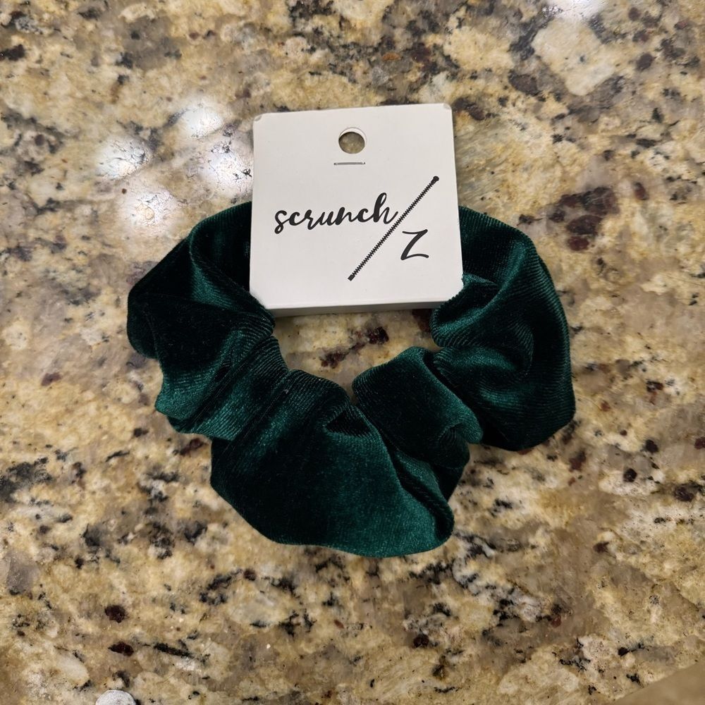 NWT Green Velvet Scrunchie w/ Zipper